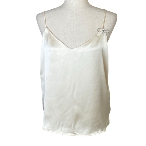 Rachel Zoe satin cami rhinestone bow accent top - Picture 1 of 6